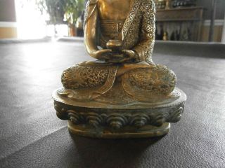 Antique or Vntg Stamped Brass Buddha Statue 8 inches tall.  piece 4