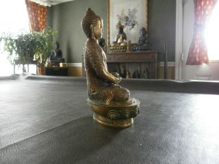 Antique or Vntg Stamped Brass Buddha Statue 8 inches tall.  piece 5