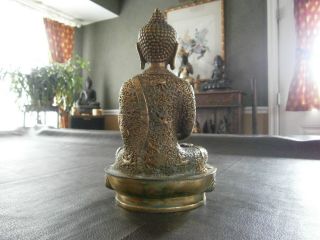 Antique or Vntg Stamped Brass Buddha Statue 8 inches tall.  piece 6