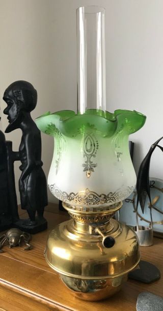 Antique Victorian Oil Lamp Shade Acid Etched Tulip 4 Inch Duplex
