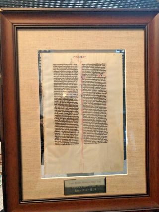 Medieval Hand Written Bible Leaf 1247 Ad - Framed