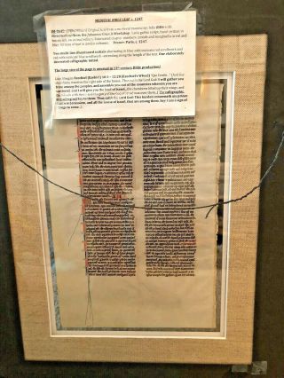 Medieval Hand Written Bible Leaf 1247 AD - Framed 7