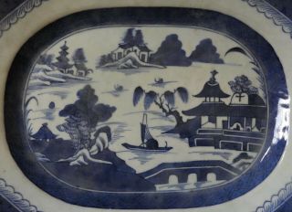 CHINESE PORCELAIN CANTON BLUE & WHITE DISH - 12.  25 INCHES - LATE 18TH CENTURY 2
