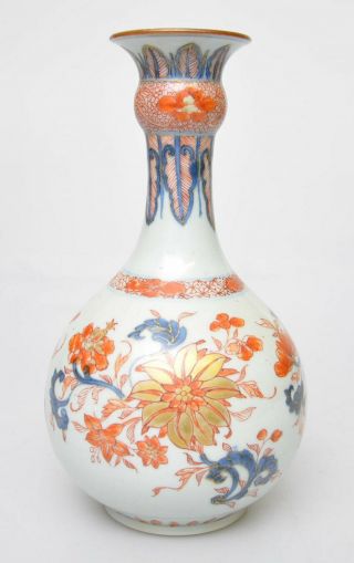 Antique Chinese Imari Bulb Vase Kangxi (1662 - 1722) Trumpet Mouth Neck
