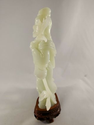 Chinese Stone Carved Figure of a Lady on Wooden Base 3