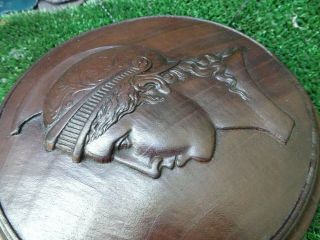 STUNNING EARLY 19thC WOODEN WALNUT PANEL: ROMAN SOLDIER WEARING HELMET c1820s 10