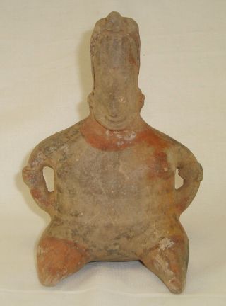 Pre - Columbian Ceramic Seated Figure Vessel 6 - 1/4 " High