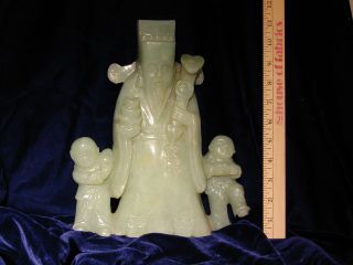 Jade Statue Wise Man Fortune Good Luck Confucius Children Sculpture Mudmen