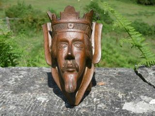 19thc GOTHIC OAK CARVED CORBEL OF A MEDIEVAL KING WITH CROWN 10