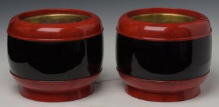 Late 19th Century,  A Japanese Keyaki Lacquered Hibachi Vessels
