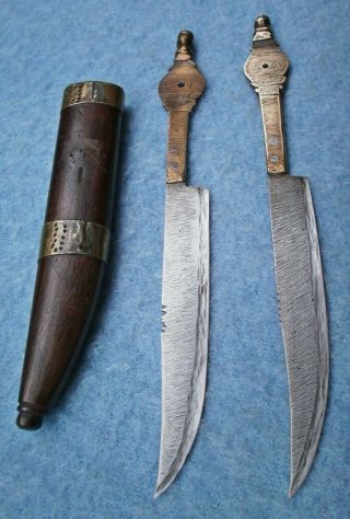 antique Kabyle north African Algerian pair razor knives Moroccan dagger sword 10