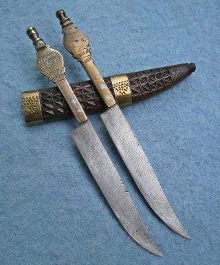 Antique Kabyle North African Algerian Pair Razor Knives Moroccan Dagger Sword