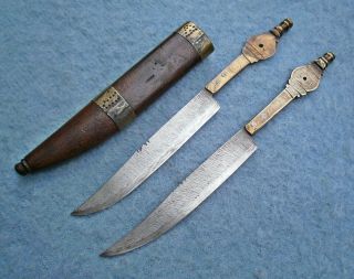 antique Kabyle north African Algerian pair razor knives Moroccan dagger sword 8