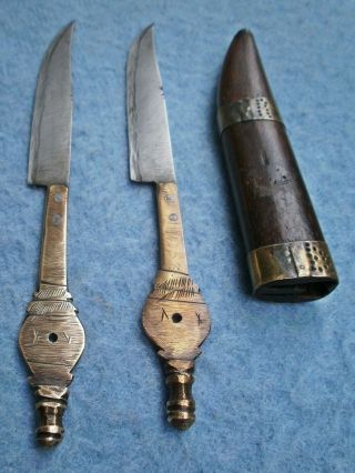 antique Kabyle north African Algerian pair razor knives Moroccan dagger sword 9