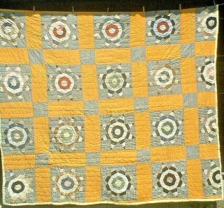 Antique Vintage Early 1900s Primitive Prairie Stars Folk - Art Patchwork Quilt Wow