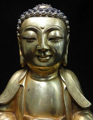 2.  2kg Old Chinese Gilt Bronze Shakyamuni Buddha Statue Sculpture 