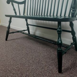 Windsor Bench with Saddle Seat and Arms in Hunter Green 4