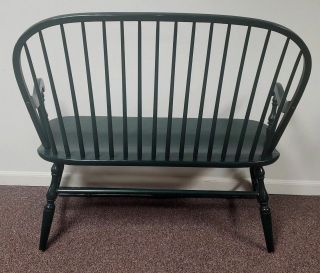 Windsor Bench with Saddle Seat and Arms in Hunter Green 6