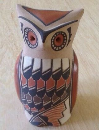 Vintage Native American Pueblo Jemez Pottery Owl By P.  M.  Gachupin - Pre - Owned.