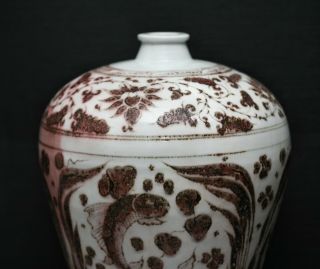 Enormous Centre Piece Antique Chinese Underglaze Iron Red Ceramic Vase c1800s 6