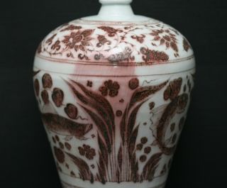 Enormous Centre Piece Antique Chinese Underglaze Iron Red Ceramic Vase c1800s 8