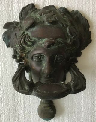 Antique Art Nouveau Bronze Figural Door Knocker 5