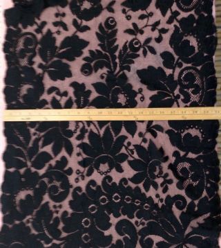 antique black silk lace shawl,  104 