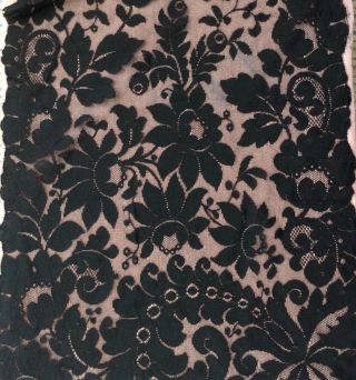 antique black silk lace shawl,  104 