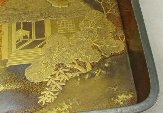 H982: Highest - class Japanese lacquered hand box w/finest MAKIE of great foo dog 8