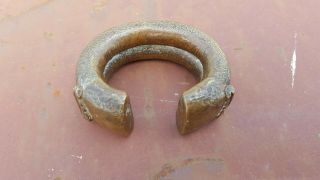 African Manilla Currency Slave Decorated Bracelet Heavy Bronze