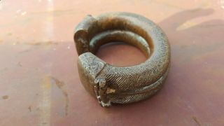 African Manilla Currency Slave Decorated Bracelet Heavy bronze 2