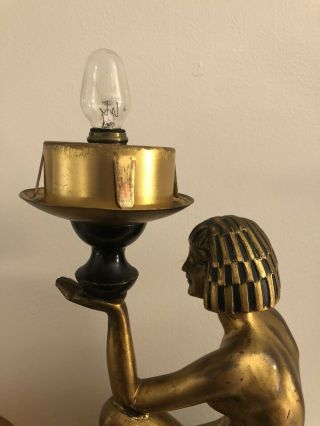 Art Deco Egyptian Woman Bronze Lamp 1930s 8