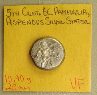 5th Century BC Pamphylia,  Aspendus Ancient Greek Silver Stater VF 3