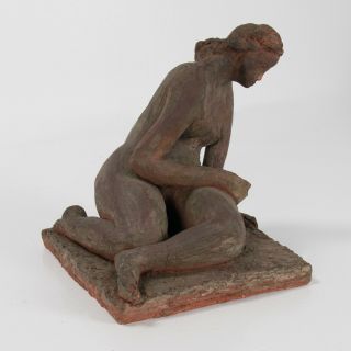 Tabletop Reclining Nude Sculpture In Terracotta,  1956