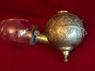 Antique Brass Light Fixture Sconce Oil Lamp The Angle Lamp Co.  Ny 19th Century