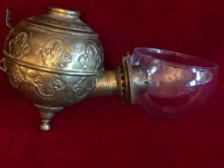 Antique Brass Light Fixture Sconce Oil Lamp The Angle Lamp Co.  NY 19th Century 3