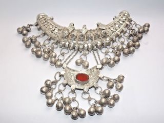 Antique Solid Silver Ethnic Ethiopian Yemeni Herrera Wedding Boho Necklace C1920