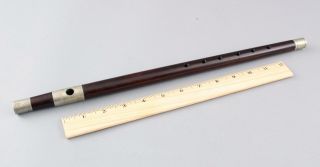 Unique Antique Mid - 19thc Nickel & Rosewood Fife Flute,  Civil War Period