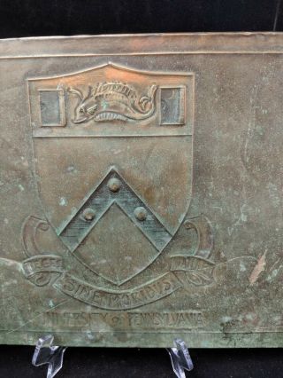 Rare Antique Vtg 30s 40s UNIVERSITY of Pennsylvania Copper Sign Penn Ivy League 2