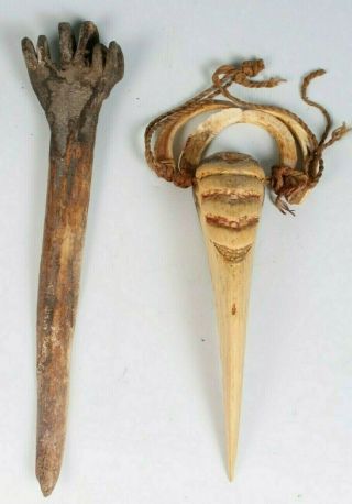 Old Guinea Cassowary Bone Dagger & Boar Tusk Prestige Necklace