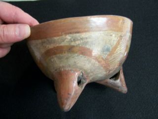 AUTHENTIC PAINTED TRIPODAL PRE - COLUMBIAN POTTERY JAR 3