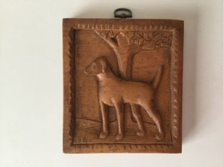 Antique Primitive Miniature Carved Dog Folk Art Wood Figure