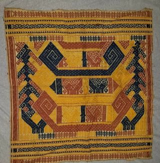 Antique Tampan Ship Cloth Ceremonial Fabric Sumatra Indonesia,  Gold Accent