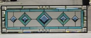 •• Blue Surrender ••beveled Stained Glass Window Panel 37 " X12 "