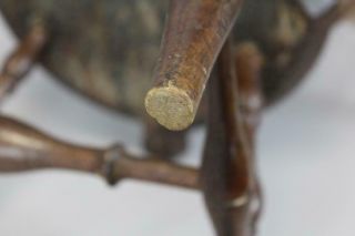 RARE 18TH C RHODE ISLAND BRACE BACK WINDSOR CHAIR BOLD TURNINGS PIPE STEM BACK 11