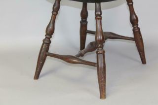 RARE 18TH C RHODE ISLAND BRACE BACK WINDSOR CHAIR BOLD TURNINGS PIPE STEM BACK 6