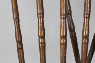 RARE 18TH C RHODE ISLAND BRACE BACK WINDSOR CHAIR BOLD TURNINGS PIPE STEM BACK 9