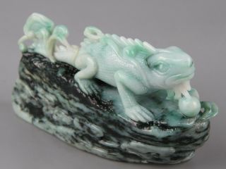 Chinese Exquisite Hand - Carved Chameleon Carving Jadeite Jade Statue