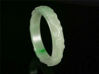 Fine Chinese Jadeite Emerald Jade Bangle Bracelet Peach,  Bat & Ruyi,  Blessing