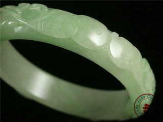 Fine Chinese Jadeite Emerald Jade Bangle Bracelet peach,  bat & ruyi,  blessing 6